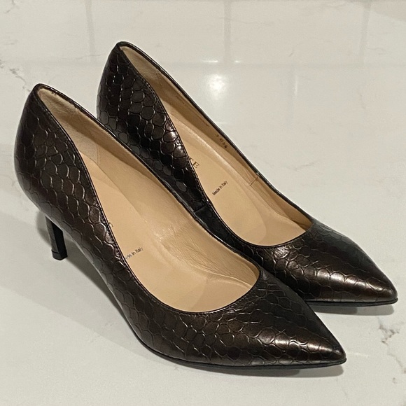 Ron White Shoes - Ron White Cynthia Pointed Toe Croc Embossed Pump Women’s Size 36.5 New
